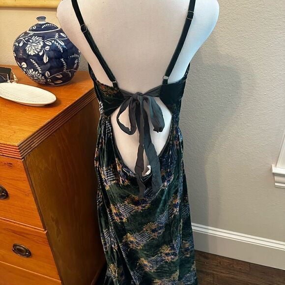 NWT Free People X REVOLVE Juliet Velvet Printed Maxi Dress in Emerald Combo-Q8 - Picture 5 of 8